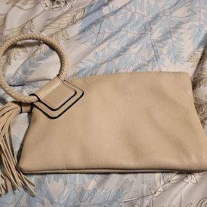 Hobo style wristlet wallet, bone color